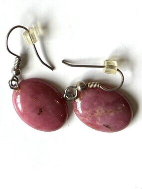Rhodonite Gemstone Earrings-Hooks